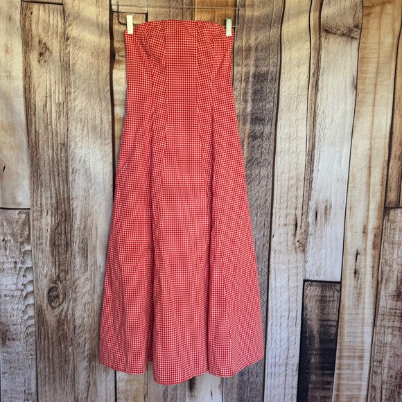 Abercrombie & Fitch Dresses & Skirts - Abercrombie & Fitch Strapless Dress Gingham Midi Cottagecore Picnic Red White XS